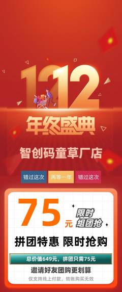 少儿编程拼团无阶梯团双12活动配图海报