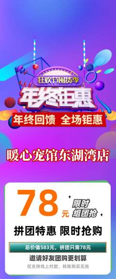 宠物店拼团满血版年终大促活动配图海报