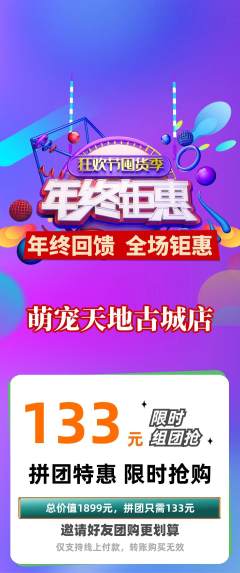 宠物店拼团商品阶梯团年终大促活动配图海报