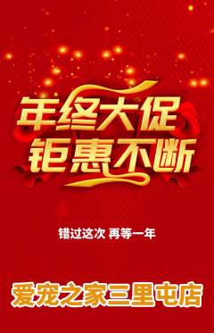 宠物店抢购多单品抢购年终大促活动配图海报