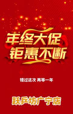乒乓球馆抢购多单品抢购年终大促活动配图海报