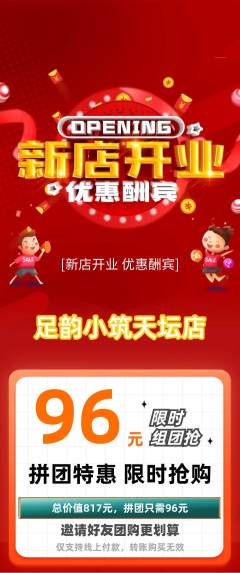 足浴拼团商品阶梯团新店开业活动配图海报
