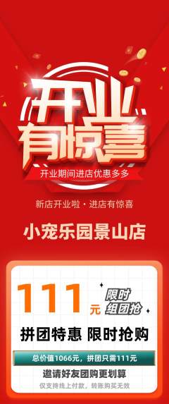 宠物店拼团商品阶梯团新店开业活动配图海报