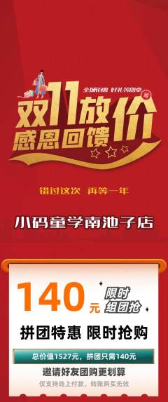 少儿编程拼团满血版双11活动配图海报
