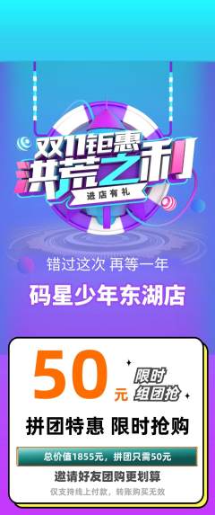 少儿编程拼团满血版双11活动配图海报