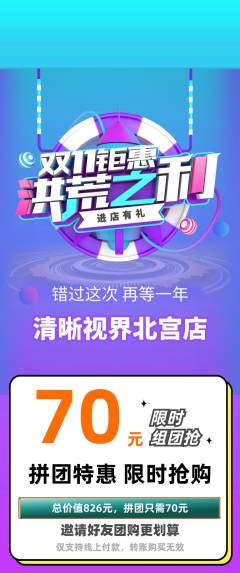 眼镜店拼团商品阶梯团双11活动配图海报