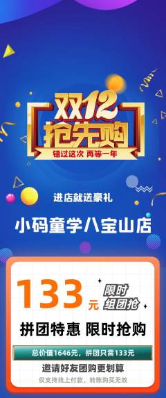 少儿编程拼团满血版双12活动配图海报