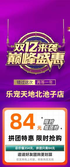 宠物店拼团满血版双12活动配图海报