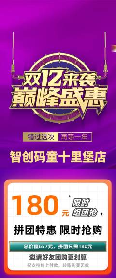 少儿编程拼团无阶梯团双12活动配图海报