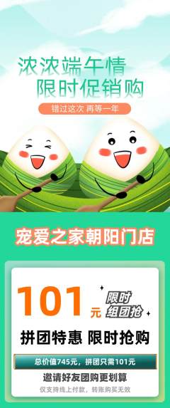 宠物店拼团商品阶梯团端午节活动配图海报