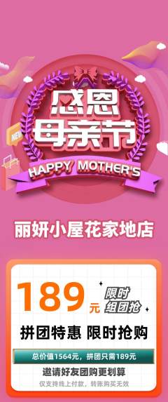 美容拼团无阶梯团母亲节活动配图海报