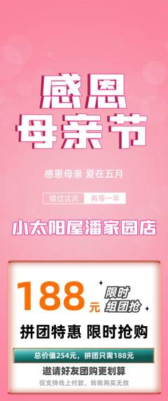 早教拼团无阶梯团母亲节活动配图海报