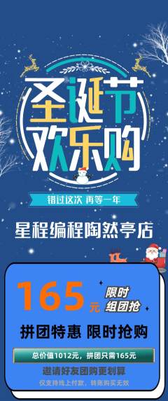 少儿编程拼团无阶梯团圣诞节活动配图海报