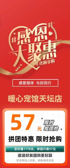 宠物店拼团无阶梯团感恩节活动配图海报