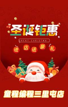少儿编程抢购单品抢购圣诞节活动配图海报