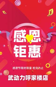 跆拳道抢购自选套组抢购感恩节活动配图海报