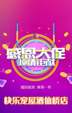 宠物店抢购套组抢购感恩节活动配图海报
