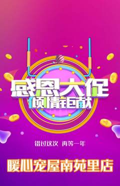 宠物店抢购自选套组抢购感恩节活动配图海报
