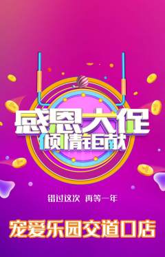 宠物店抢购单品抢购感恩节活动配图海报
