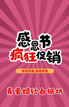 婚纱摄影抢购多单品抢购感恩节活动配图海报