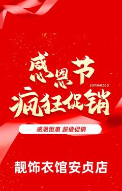 服饰鞋帽抢购多单品抢购感恩节活动配图海报