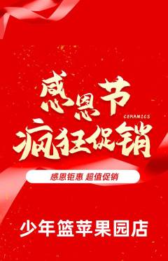 篮球馆抢购多单品抢购感恩节活动配图海报