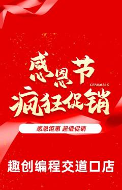 少儿编程抢购多单品抢购感恩节活动配图海报
