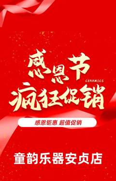 少儿乐器抢购多单品抢购感恩节活动配图海报