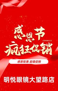 眼镜店抢购多单品抢购感恩节活动配图海报