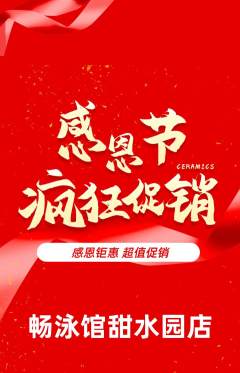 游泳馆抢购套组抢购感恩节活动配图海报