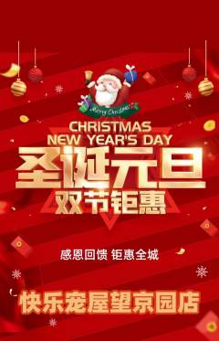 宠物店抢购多单品抢购圣诞节活动配图海报