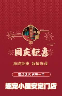宠物店抢购自选套组抢购国庆节活动配图海报