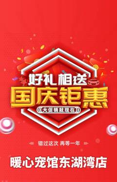 宠物店抢购满血版国庆节活动配图海报