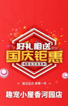 宠物店抢购单品抢购国庆节活动配图海报
