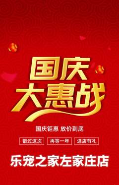 宠物店抢购单品抢购国庆节活动配图海报