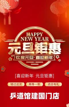 乒乓球馆抢购多单品抢购元旦活动配图海报