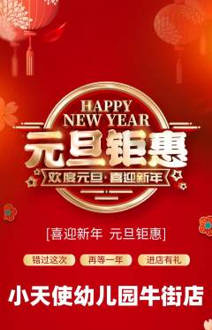 幼儿园抢购多单品抢购元旦活动配图海报
