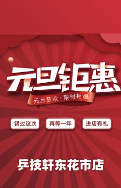 乒乓球馆抢购套组抢购元旦活动配图海报
