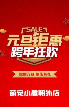 宠物店抢购满血版元旦活动配图海报