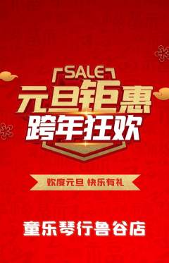 少儿乐器抢购多单品抢购元旦活动配图海报