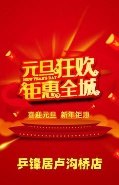 乒乓球馆抢购单品抢购元旦活动配图海报