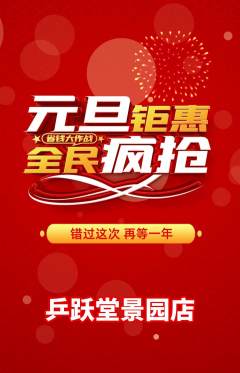 乒乓球馆抢购套组抢购元旦活动配图海报