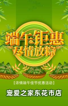 宠物店抢购套组抢购端午节活动配图海报