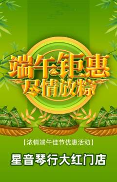 少儿乐器抢购满血版端午节活动配图海报