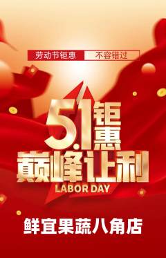 生鲜水果抢购满血版劳动节活动配图海报