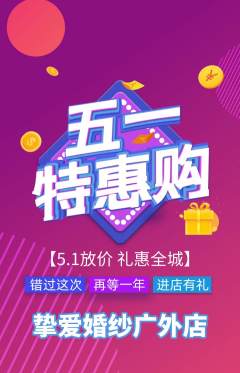 婚纱摄影抢购自选套组抢购劳动节活动配图海报