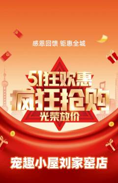 宠物店抢购单品抢购劳动节活动配图海报
