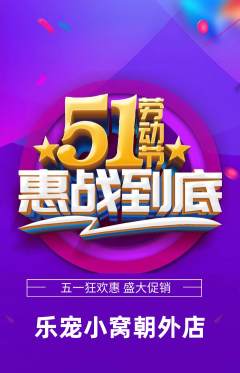 宠物店抢购满血版劳动节活动配图海报