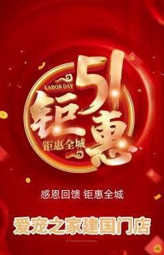宠物店抢购满血版劳动节活动配图海报