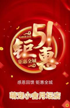 宠物店抢购多单品抢购劳动节活动配图海报